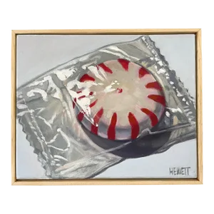 "Peppermint Swirl Candy" Contemporary Realist Still Life Acrylic Painting, Framed