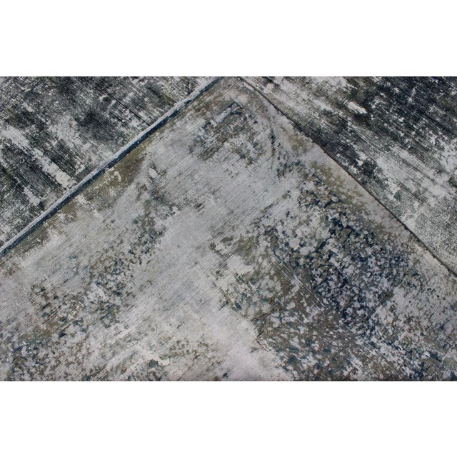 Mid 20th Century Vintage Persian Rug With Abstract Design in Dark Blue Green & Gray For Sale - Image 10 of 10