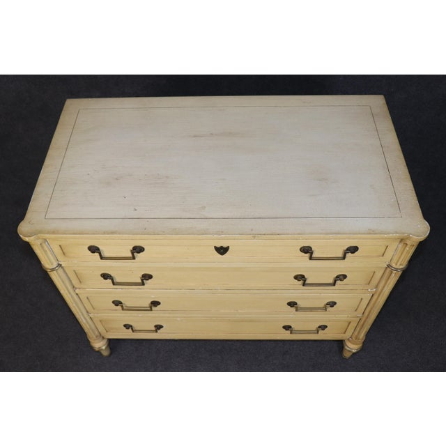 1950s Fine Pair of Creme Painted French Directoire Style Commodes, A Pair For Sale - Image 9 of 15