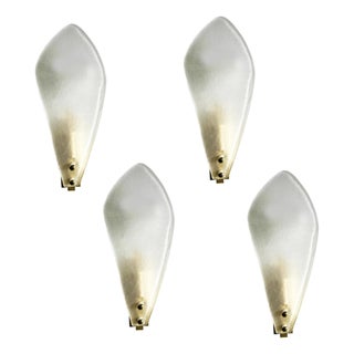 Sanded Murano Leaf Wall Sconces by Simoeng, Set of 4 For Sale