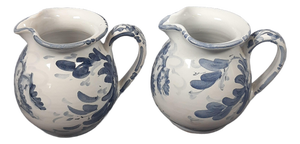 Majolica Jugs with Landscape, Houses and Blue Flowers from Albissola, 1960s, Set of 2