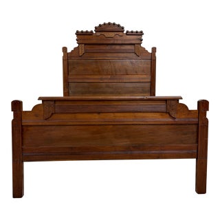 Antique Victorian Eastlake Full Size Bed Frame For Sale