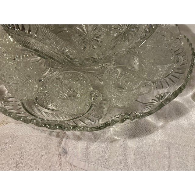 Traditional 1950s Large Pressed Glass Punch Bowl Set - 13pcs For Sale - Image 3 of 14