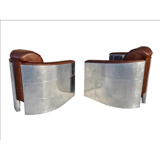 Aviator Leather Lounge Chairs-a Pair For Sale In Los Angeles - Image 6 of 18