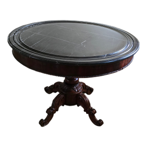 1830s Louis Phillippe Marble Top Pedestal Mahogany Center Table