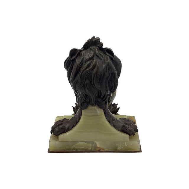 Glass Sphere Table Clock with Bronze and Marble Lion-Shaped Base, 1890s For Sale - Image 3 of 11