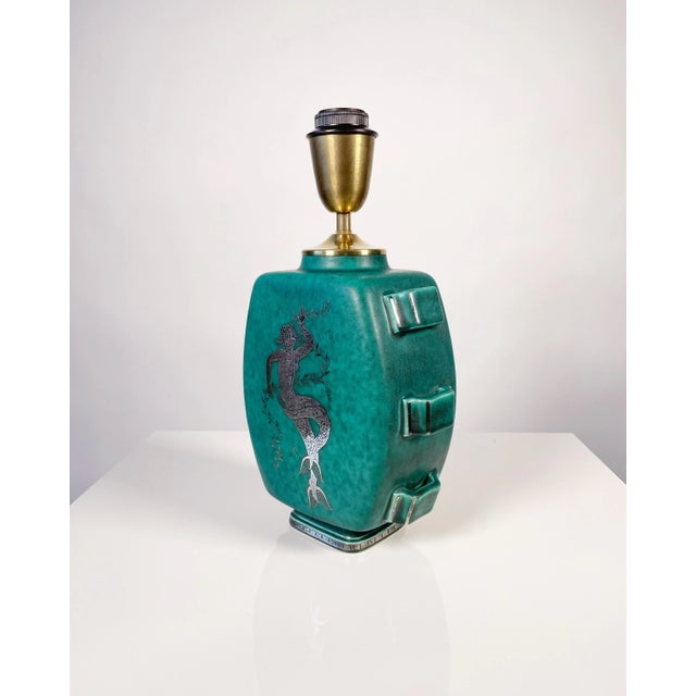 1940s Swedish Modern Stoneware Argenta Table Lamp by Wilhelm Kåge for Gustavsberg, 1940s For Sale - Image 5 of 11