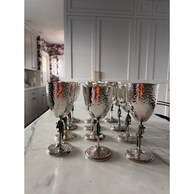 Los Castillo Vintage Set of 12 Los Castillo Wine Glasses, Goblets, Stemware, With Parrots For Sale - Image 4 of 14