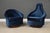 A pair of mid century modern walnut base swivel tilt lounge chairs designed by Adrian an Pearsall for Craft Associates....