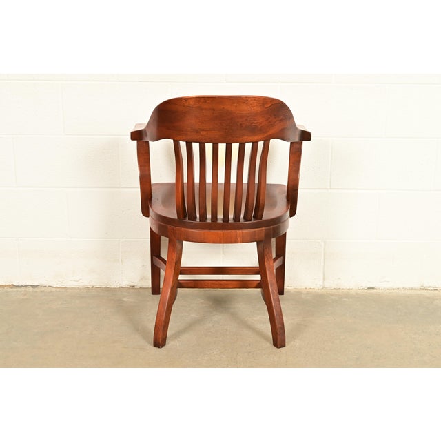B. L. Marble Chair Co. Antique Mission Arts & Crafts Walnut Banker's Chair, Circa 1910 For Sale - Image 13 of 14