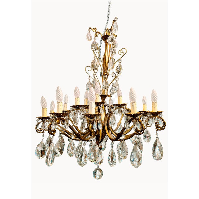 Eighteen-Light King Umberto of Savoy Chandelier in Bronze and Crystal, 1890s For Sale - Image 13 of 14
