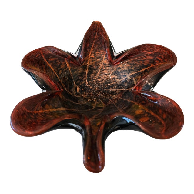 Vintage Mid Century Modern Murano Style Leaf Centerpiece For Sale