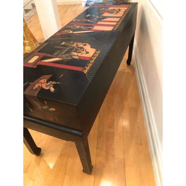 Chinoiserie Table Black Lacquerware Early20C For Sale - Image 9 of 10