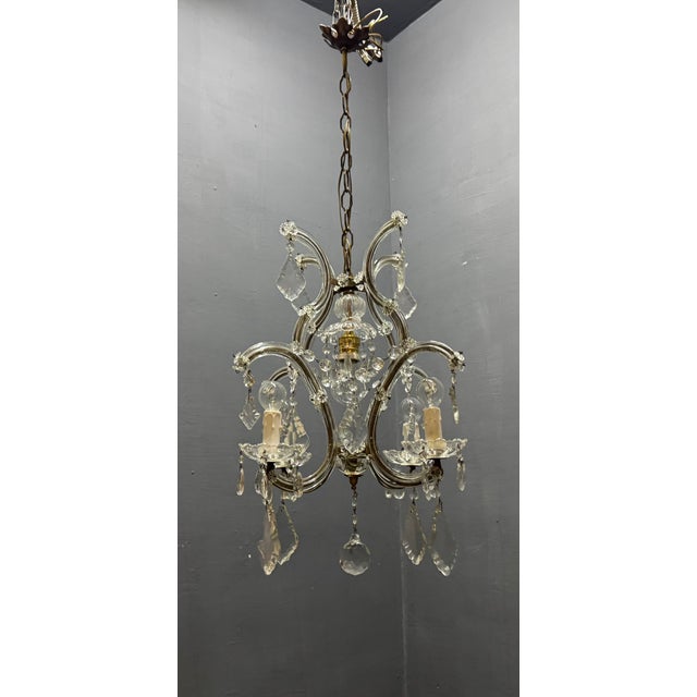 Italian Crystal and Murano Glass Chandelier, 1950s For Sale - Image 4 of 14