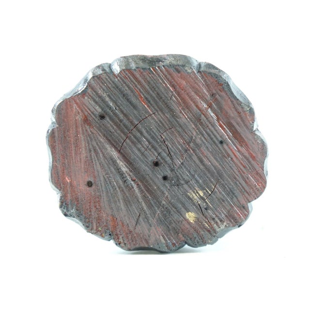 Asian Antique Early 20th Century Painted & Carved Wooden Buddha For Sale - Image 3 of 4