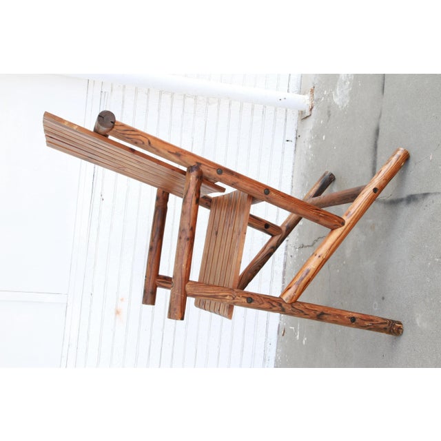 Pair of Wood Adirondack Style Garden Arm Chairs For Sale - Image 4 of 12
