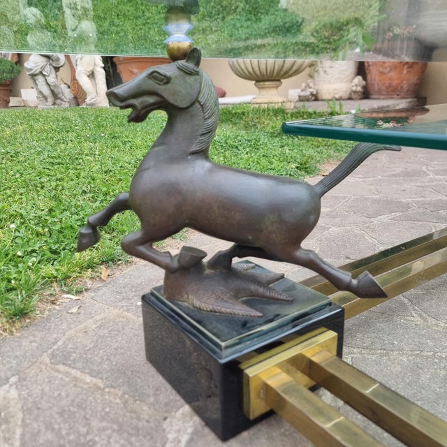 Table with Bronze Horses from Maison Charles, 1970s For Sale - Image 8 of 13