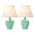 Vintage 1970s Mint Green Ceramic Table Lamps, Pair With Cream Shades For Sale