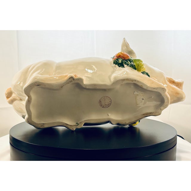 Late 20th Century Vietri Italian Ceramic Pig Tureen With Fruit Finial Lid For Sale - Image 11 of 18