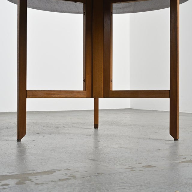 Brown Round Mahogany Table by André Sornay for Meubles Sornay, 1960s For Sale - Image 8 of 13