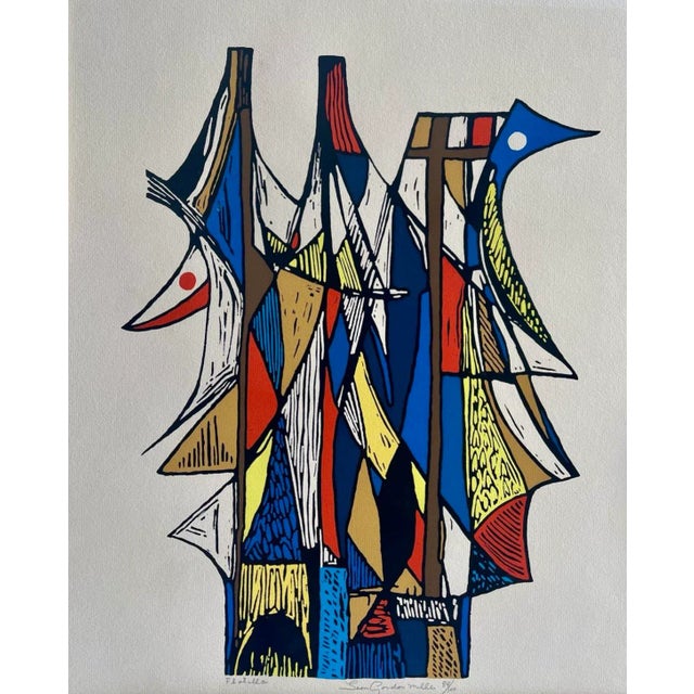 arthur.s miller manufacturing co アート 絵画 Vintage Leon Gordon Miller Abstract Serigraph Print, Signed