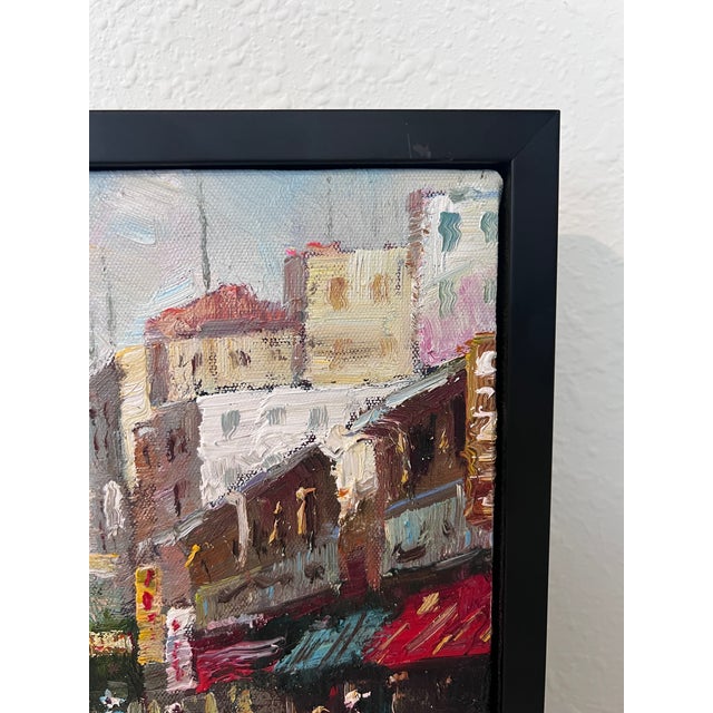 Signed Small European Street Scene Oil Painting Impasto City Artwork, Framed For Sale - Image 4 of 11