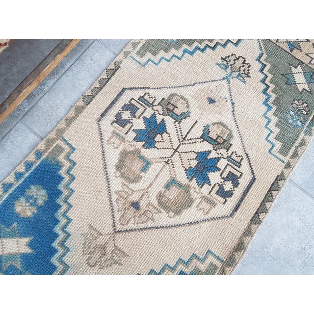 1950s Brown, Blue & Green Geometric Anatolian Rug For Sale - Image 10 of 10