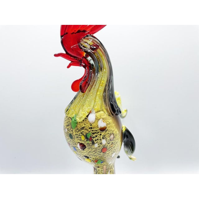 1990s Multicolored Murano Glass Rooster Sculpture, 1950s For Sale - Image 5 of 14