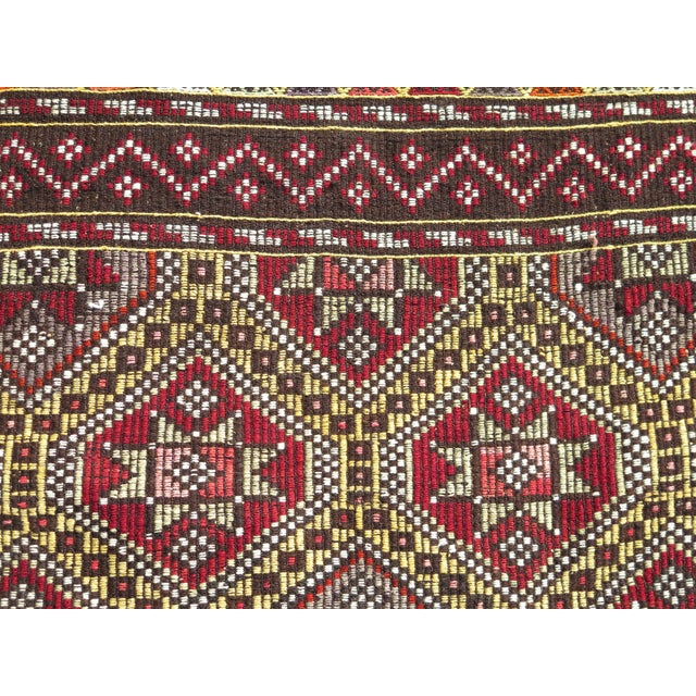 Mid 20th Century Vintage Turkish Handmade Kilim Embroidery Boho Area Rugs For Sale - Image 9 of 11