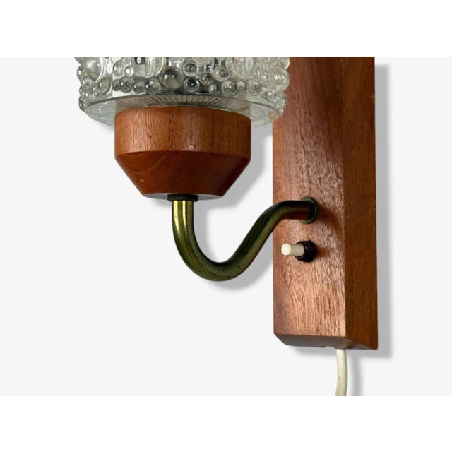 Danish Modern, Teak, Brass, Glass, Wall Lights, Denmark, 1960s For Sale In New York - Image 6 of 8