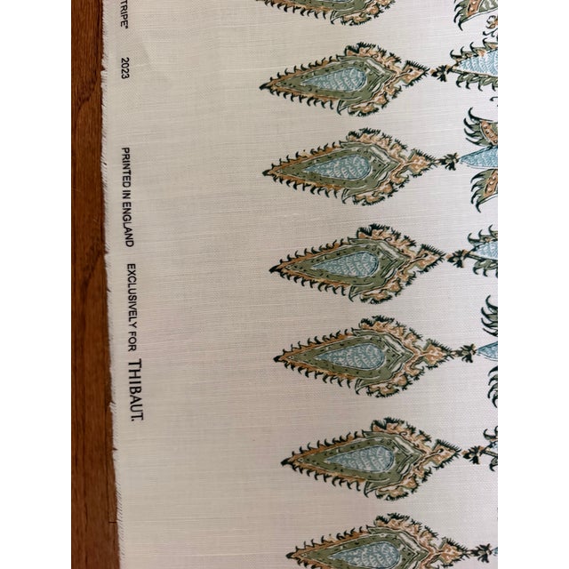 Textile Thibaut F936408 Akola Stripe Seaglass and Gold Fabric 17 Yards For Sale - Image 7 of 9