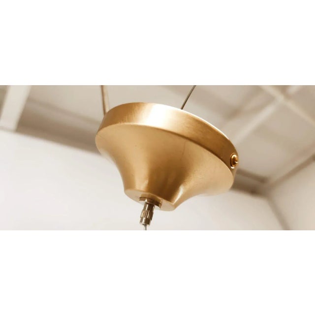 Brass Suspension with Glossy White Ball Glasses For Sale - Image 11 of 14