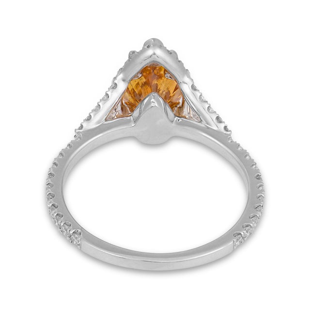 Vintage Gia 1.40 Carat Fancy Intense Orange-Yellow Diamond Engagement Ring, Size 6.25 For Sale In Los Angeles - Image 6 of 7