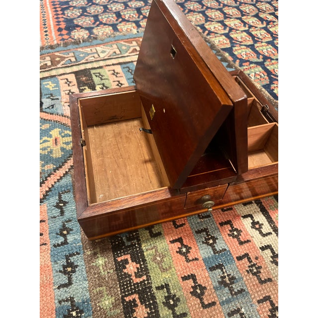 Wood Rare 19th-Century Antique American Mahogany Inlaid Compartment Box For Sale - Image 7 of 10