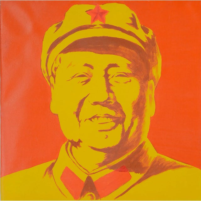 Andy Warhol-style Pop Art Mao Zedong Oil on Canvas. This is a four-part Pop Art canvas painting depicting the iconic...