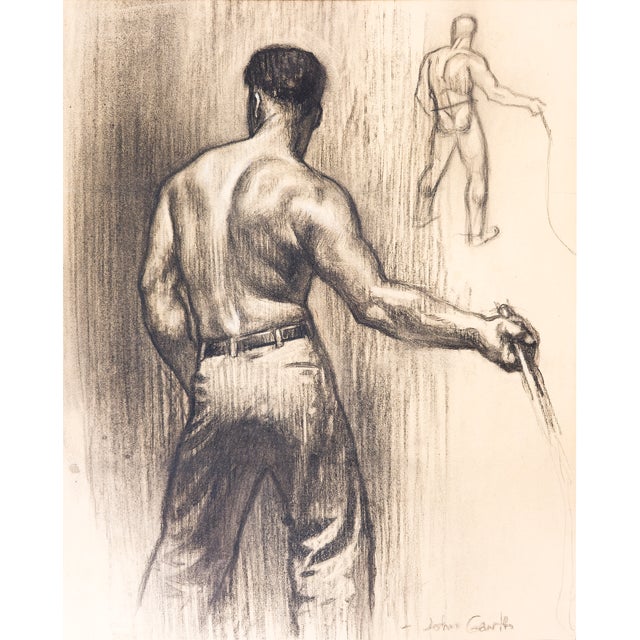 Realism Study of Man With Bullwhip - John Garth, C. 1930s For Sale - Image 3 of 11