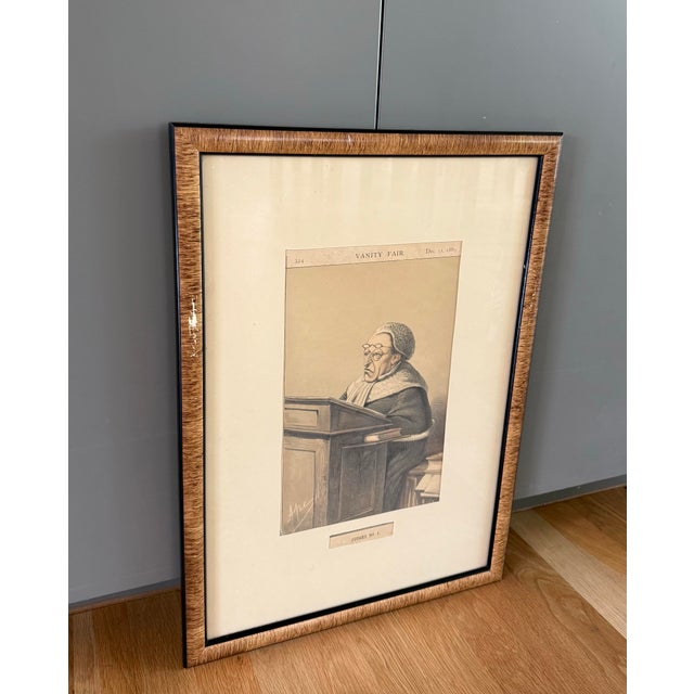 Framed Original 1869 Vanity Fair "Ape" Caricature Titled "Judges No.1" For Sale - Image 4 of 10