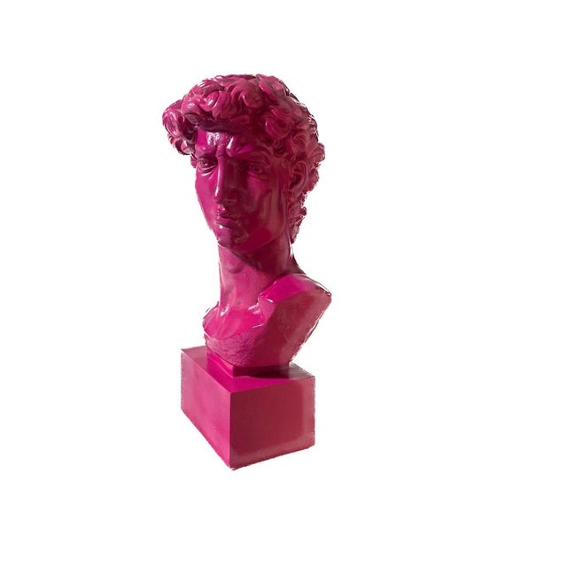 1980s Vintage Pop Art Michelangelo’s David Bust in Post-Modern Neon Fuchsia Circa 1980s For Sale - Image 5 of 12