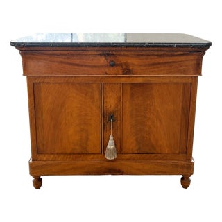 Mid 19th Century French Louis Philippe Marble Top Walnut Sideboard For Sale