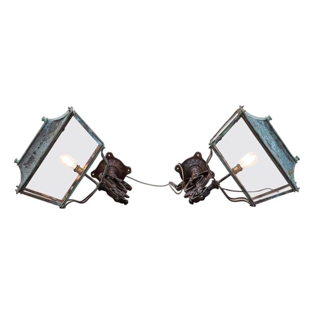 Georgian Verdigris Lanterns, 1800, Set of 2 For Sale