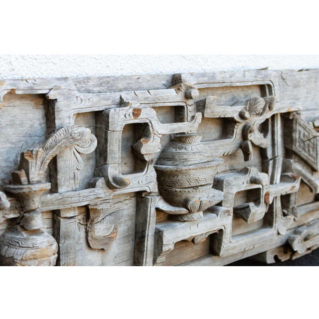 Antique Oxidized Wood Carved Panel With Dragon Motif For Sale In Los Angeles - Image 6 of 12