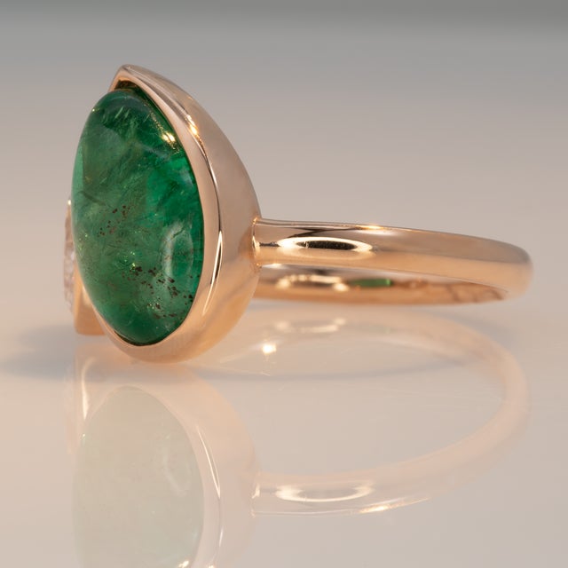 3.7Ct Zambian Emerald Ring With Lab Created Diamond: Solid 14k Gold, Size 6.75 For Sale - Image 12 of 12