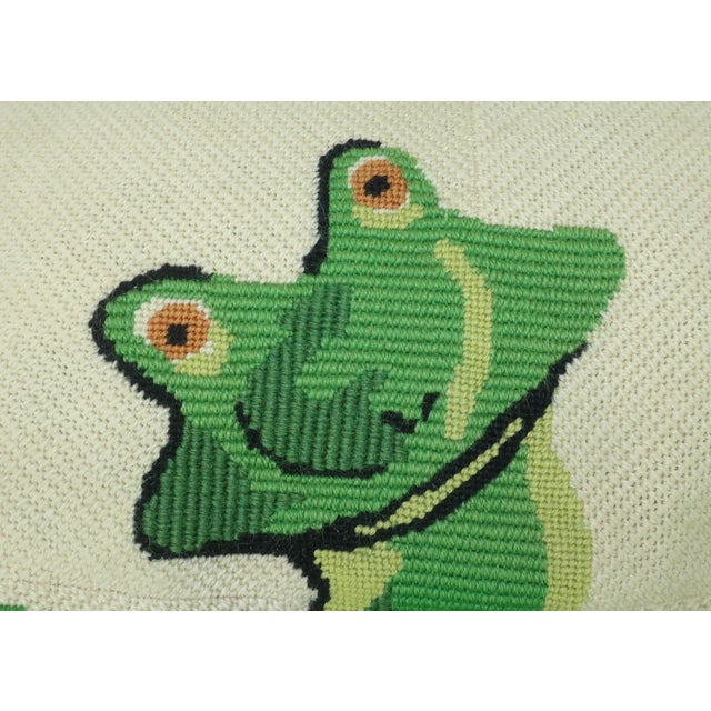 Vintage Needlepoint Frog Pillow For Sale - Image 4 of 10