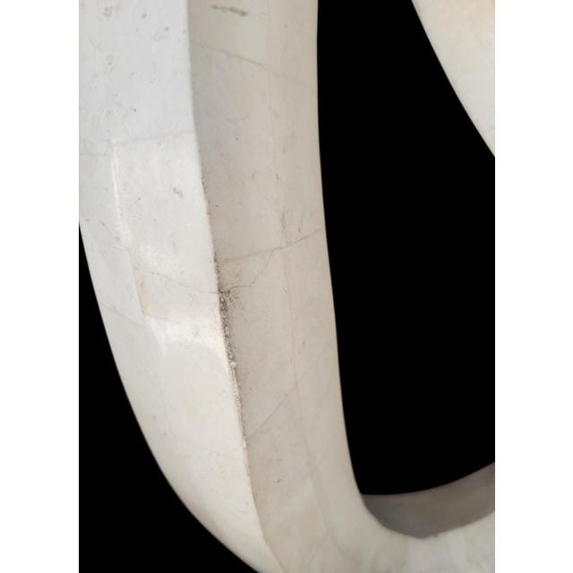 Cream Vintage Huge Postmodern Maitland-Smith Tessellated Mactan Stone Abstract Sculpture For Sale - Image 8 of 11