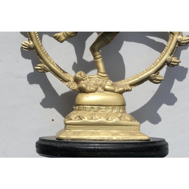 1970s Bright Brass Nataraja Dancing Shiva Sculpture on Wooden Base – 8" For Sale - Image 17 of 17