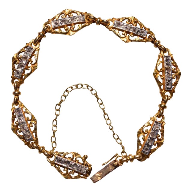 The Marseille: French Art Nouveau Bracelet set with Rose Cut Diamonds For Sale