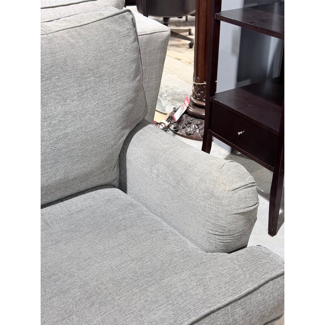 Textile Late 20th Century Bassett Grey Linen Nailhead Trim Sofa For Sale - Image 7 of 12