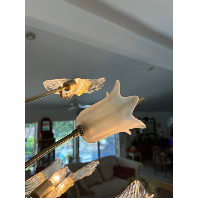 Italian Brass Glass Floor Lamp Murano For Sale - Image 9 of 13