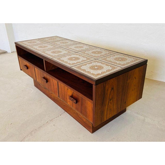Mid-Century Danish Rosewood and Ceramic Cabinet, 1960s For Sale - Image 11 of 16