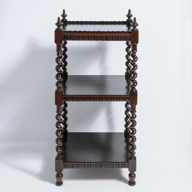 English Three Tier Ebonized Barley Twist What Not Etagere For Sale - Image 4 of 8